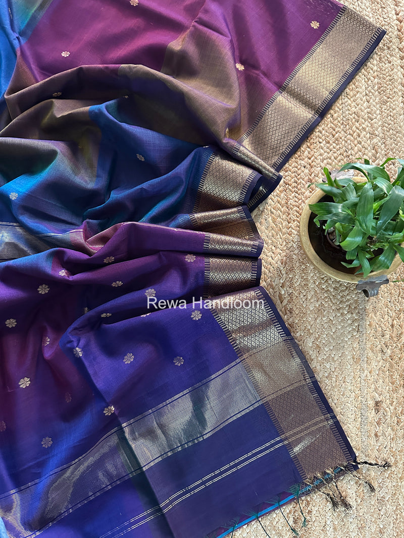 Maheshwari Violet Flower Butti Saree JBS077