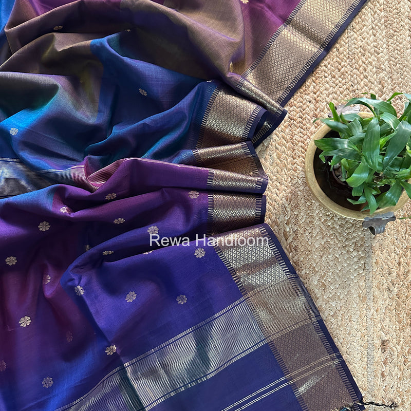 Maheshwari Violet Flower Butti Saree JBS077
