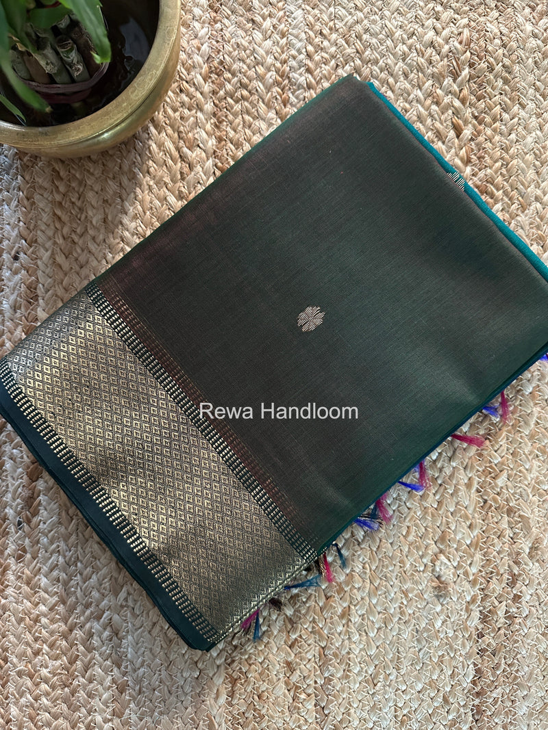 Maheshwari Green Flower Butti Saree JBS075