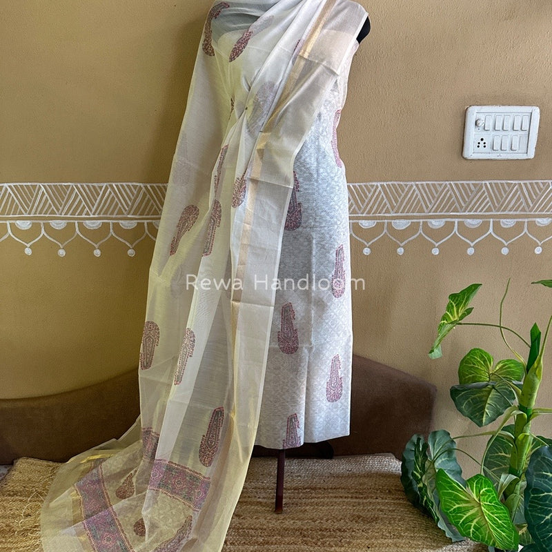 Maheshwari Handblock Print Top-Dupatta