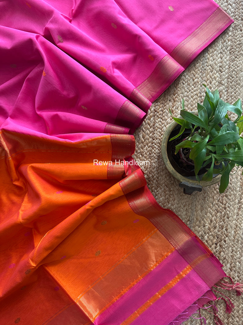 Maheshwari Pink Aami Butti Saree SBT0096