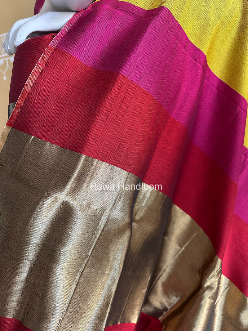 Maheshwari Red-Yellow Four Paddle Top-Dupatta FPSS010