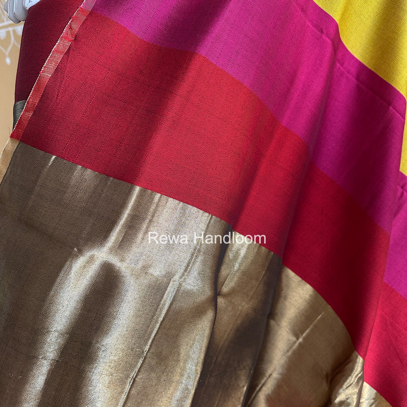 Maheshwari Red-Yellow Four Paddle Top-Dupatta FPSS010