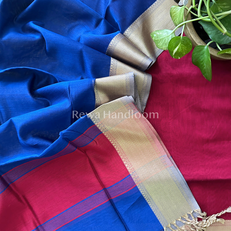 Maheshwari  Pink- Blue Multicolour Dress Material-RTP01