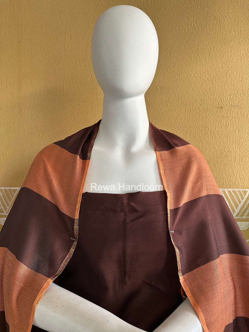 Maheshwari Brown-Peach Four Paddle Top-Dupatta FPSS011
