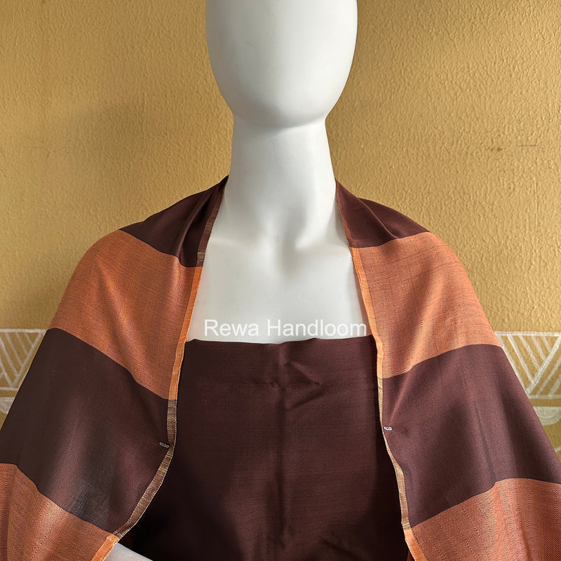 Maheshwari Brown-Peach Four Paddle Top-Dupatta FPSS011