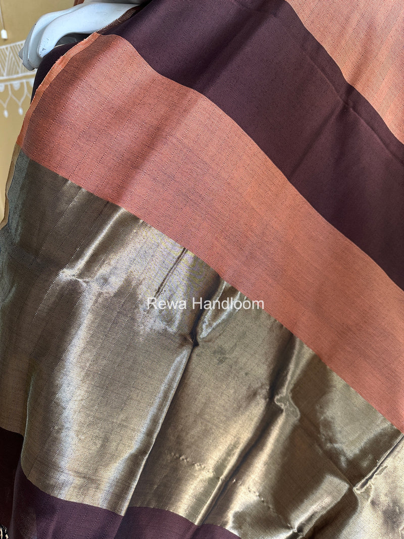 Maheshwari Brown-Peach Four Paddle Top-Dupatta FPSS011