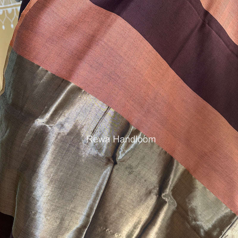 Maheshwari Brown-Peach Four Paddle Top-Dupatta FPSS011