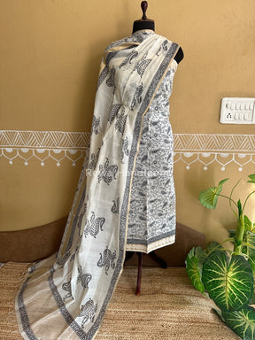 Maheshwari Handblock Print Top-Dupatta