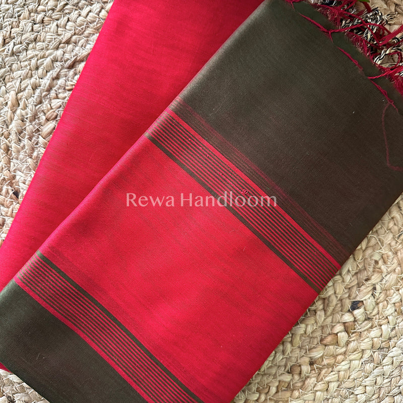 Maheshwari Red-Mehendi Green Multicolour Dress Material RTP03