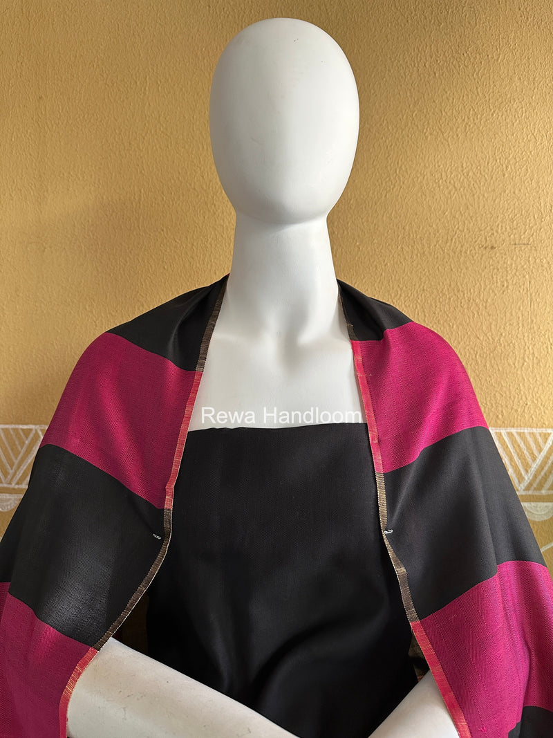 Maheshwari Black-Pink Four Paddle Top-Dupatta FPSS013