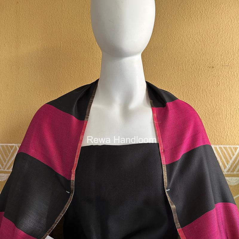 Maheshwari Black-Pink Four Paddle Top-Dupatta FPSS013