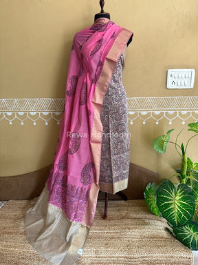 Maheshwari Handblock Print Top-Dupatta