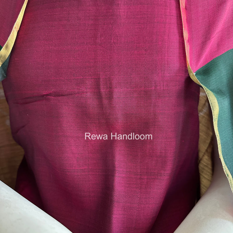 Maheshwari Pink-Bottle Green Four Paddle Top-Dupatta FPSS015