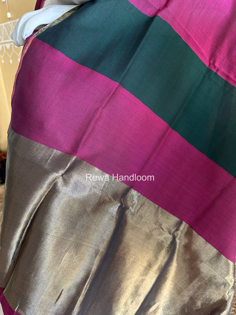 Maheshwari Pink-Bottle Green Four Paddle Top-Dupatta FPSS015