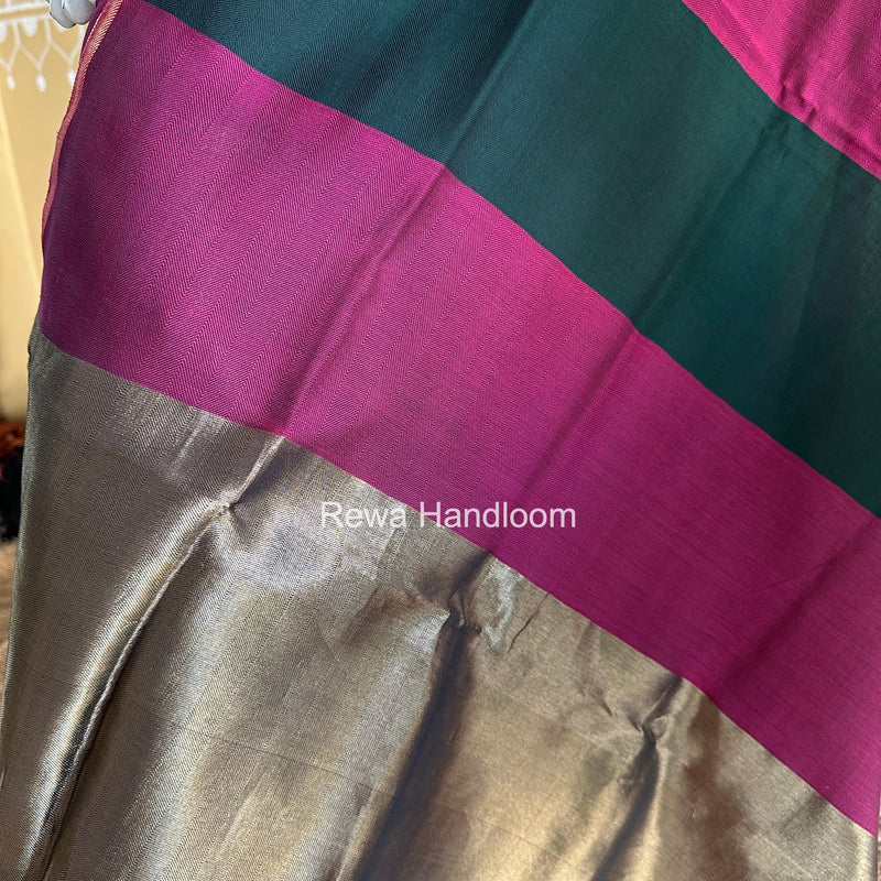 Maheshwari Pink-Bottle Green Four Paddle Top-Dupatta FPSS015