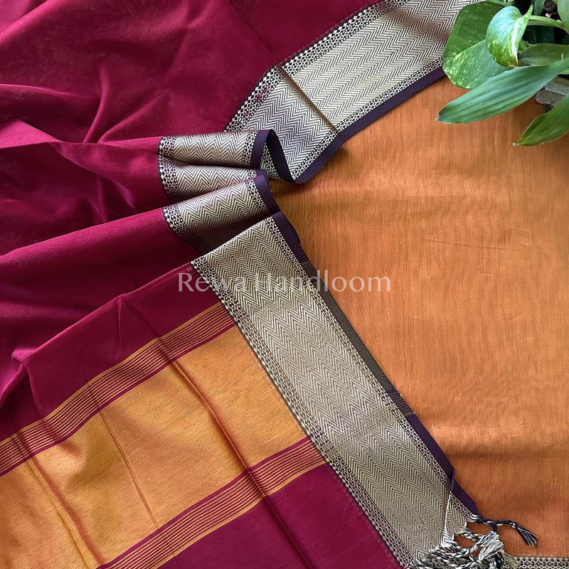 Maheshwari Golden Yellow-Red Multicolour Dress Material-RTP08