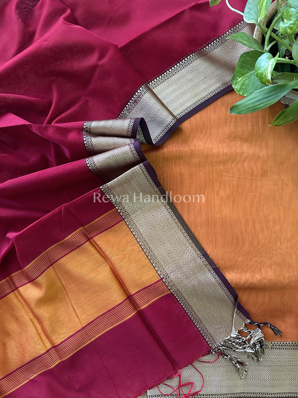 Maheshwari Golden Yellow-Red Multicolour Dress Material-RTP08
