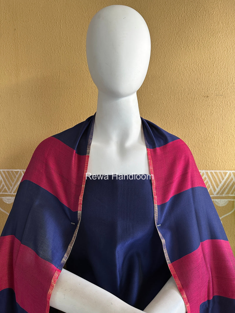 Maheshwari Blue-Pink Four Paddle Top-Dupatta FPSS016
