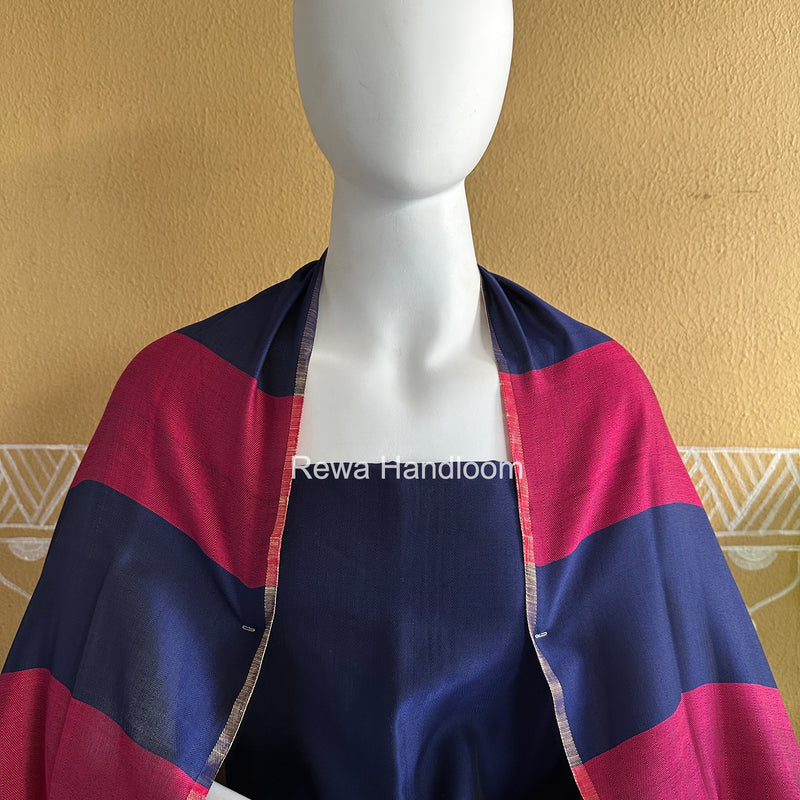 Maheshwari Blue-Pink Four Paddle Top-Dupatta FPSS016