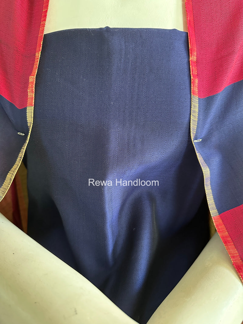 Maheshwari Blue-Pink Four Paddle Top-Dupatta FPSS016