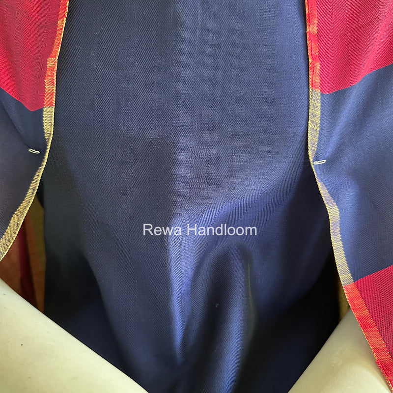 Maheshwari Blue-Pink Four Paddle Top-Dupatta FPSS016