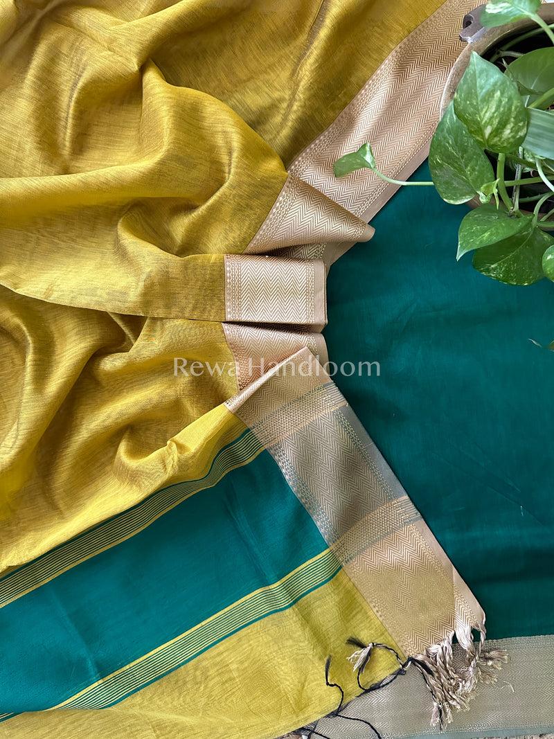 Maheshwari Green-Yellow Multicolour Dress Material-RTP09