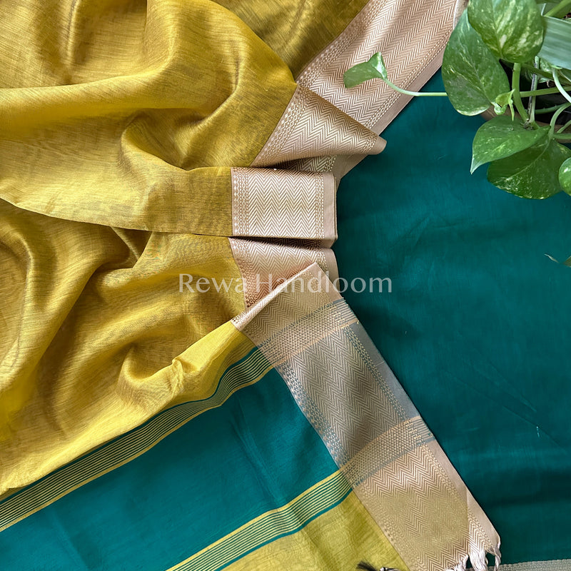 Maheshwari Green-Yellow Multicolour Dress Material-RTP09