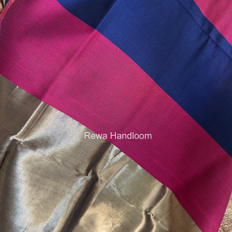 Maheshwari Blue-Pink Four Paddle Top-Dupatta FPSS016