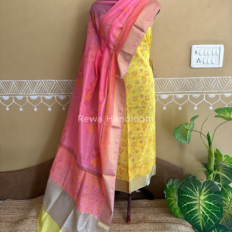 Maheshwari Handblock Print Top-Dupatta