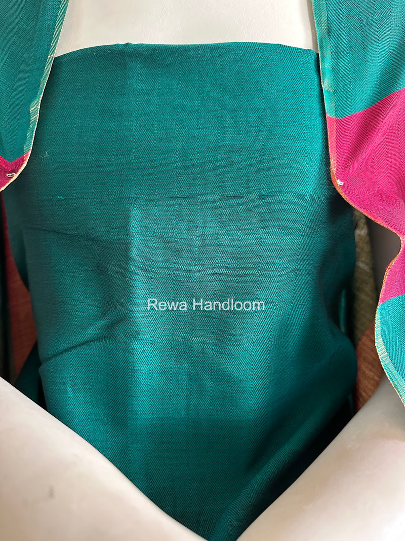 Maheshwari Rama Green-Pink  Four Paddle Top-Dupatta FPSS018