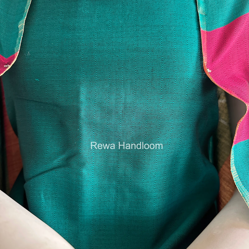 Maheshwari Rama Green-Pink  Four Paddle Top-Dupatta FPSS018