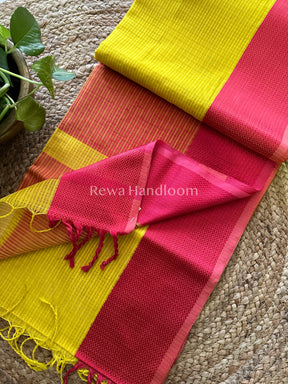 Maheshwari Yellow Resham Thread Border Saree-RES07