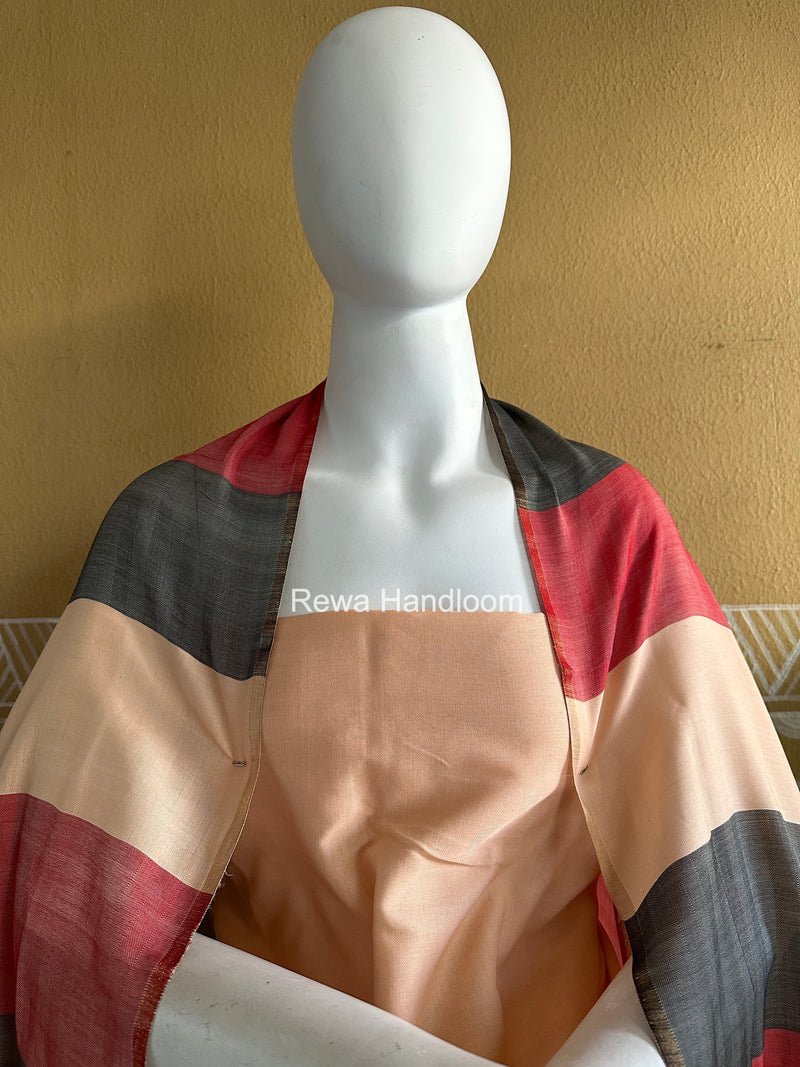 Maheshwari Peach Four Paddle Top-Dupatta FPSS02