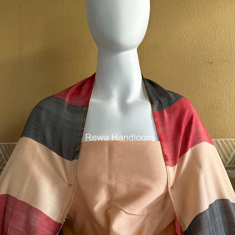 Maheshwari Peach Four Paddle Top-Dupatta FPSS02