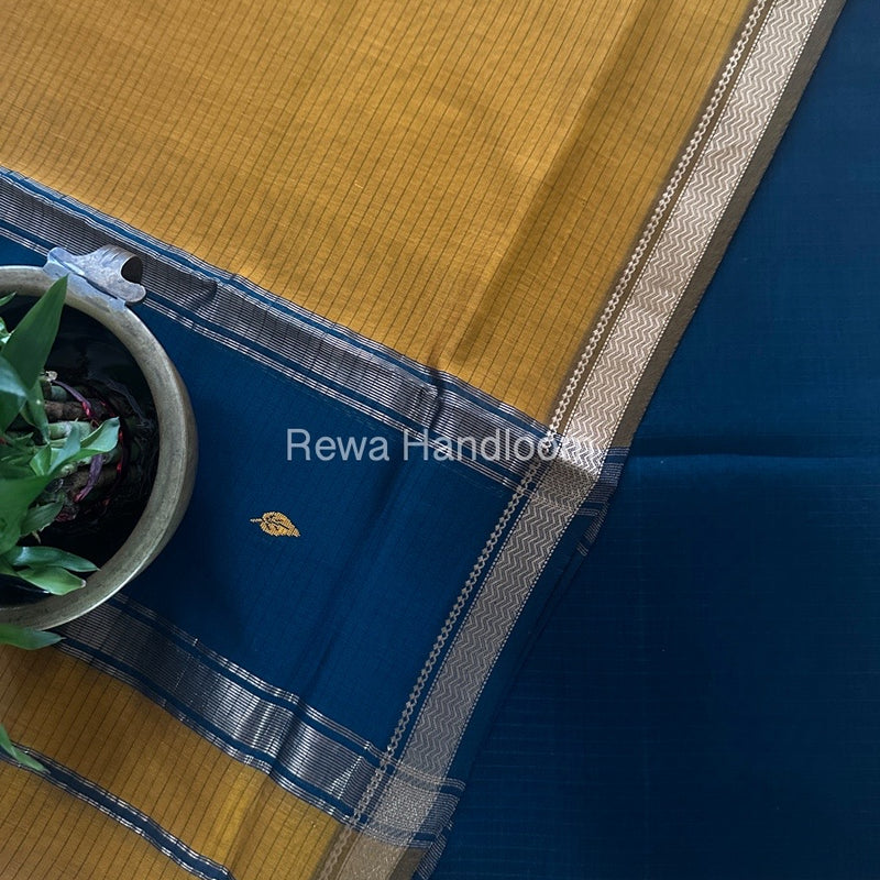 Maheshwari Morpankhi-Mustard Yellow Motifs Top-Dupatta Set PST0162