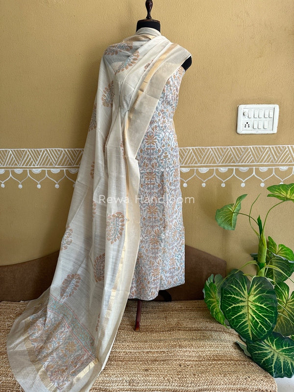 Maheshwari Handblock Print Top-Dupatta