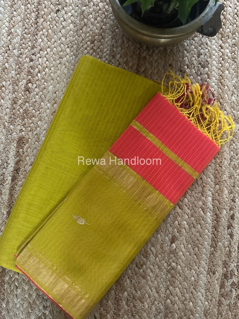 Maheshwari Mustard Yellow-Fuchsia pink Motifs Top-Dupatta Set PST0109