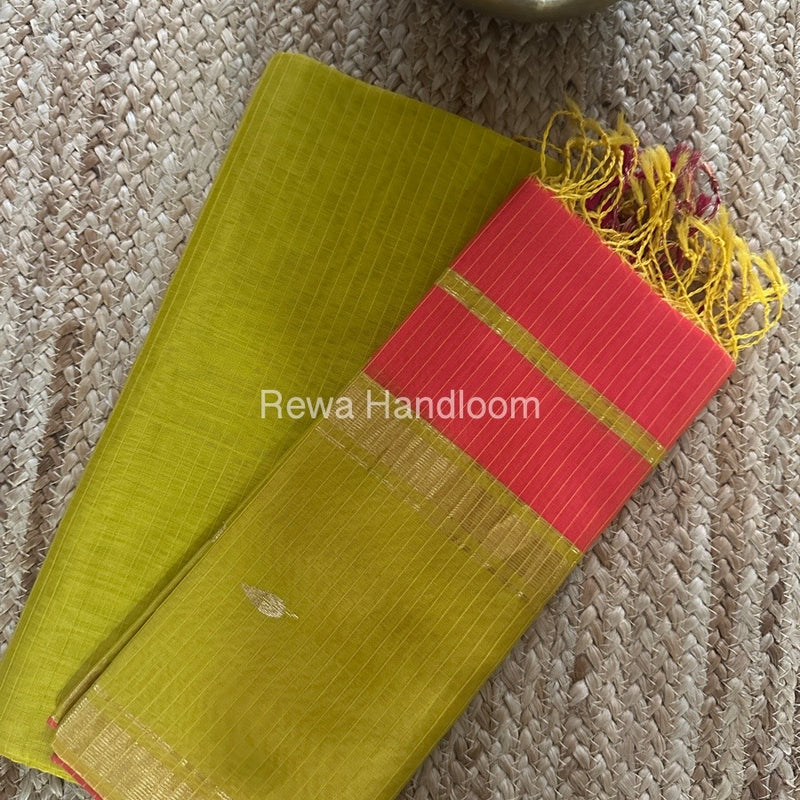 Maheshwari Mustard Yellow-Fuchsia pink Motifs Top-Dupatta Set PST0109