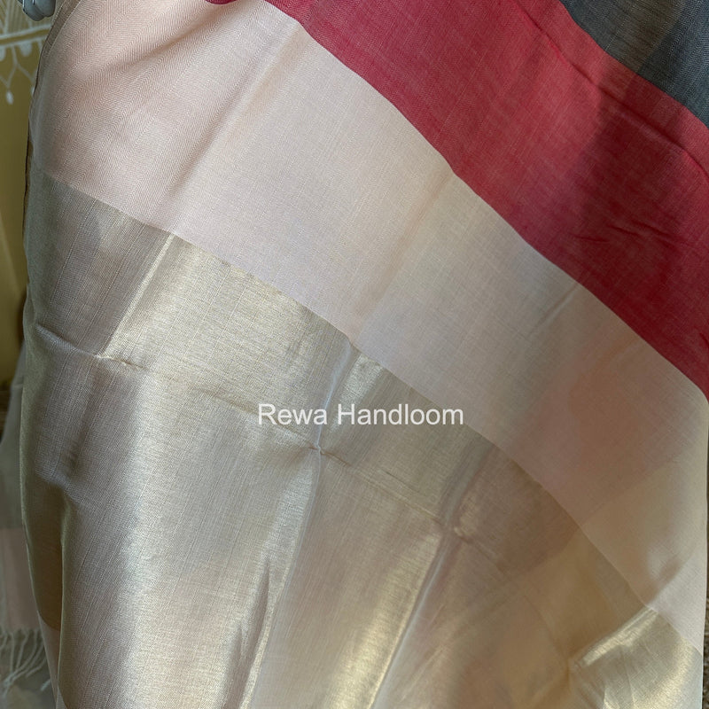 Maheshwari Peach Four Paddle Top-Dupatta FPSS02 Rewa Handloom
