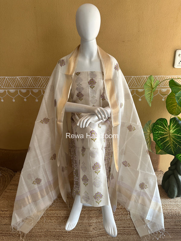 Maheshwari Handblock Print Top-Dupatta