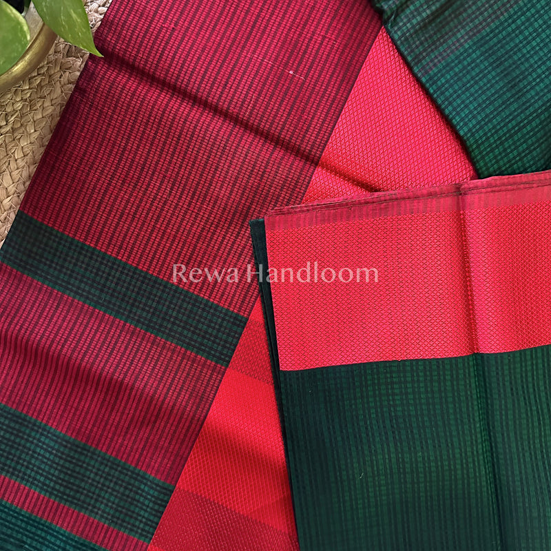Maheshwari Green Resham Thread Border Saree-RES05