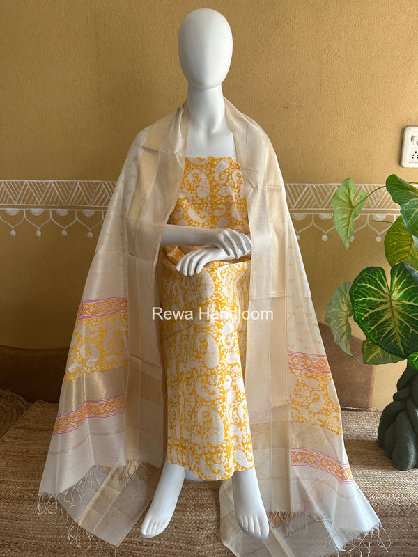Maheshwari Handblock Print Top-Dupatta