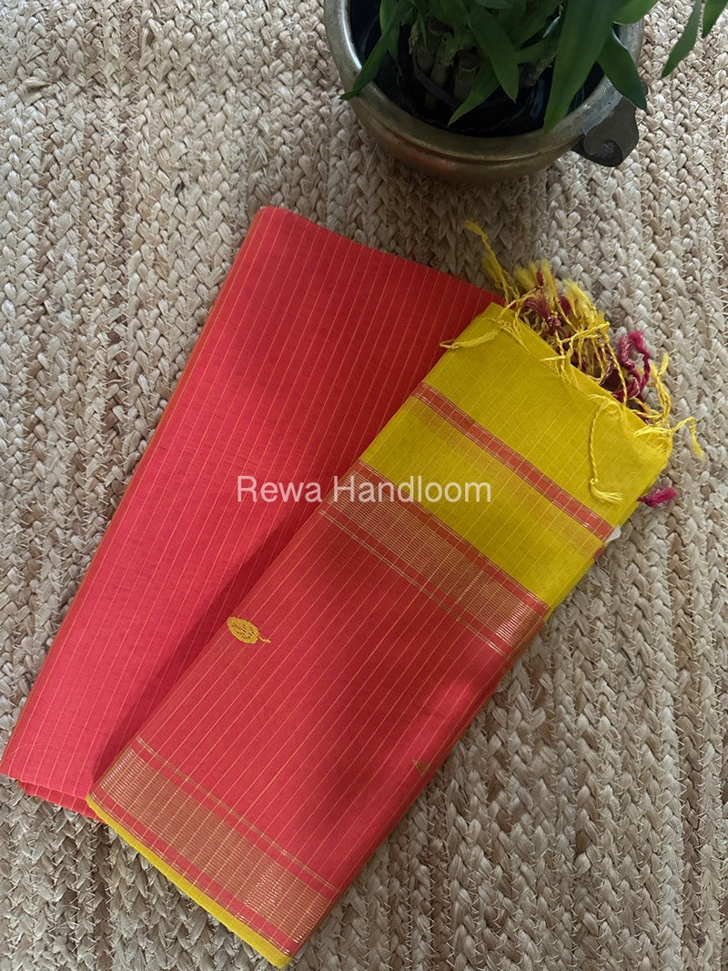 Maheshwari Fuchsia-Mustard Yellow Motifs Top-Dupatta Set PST097