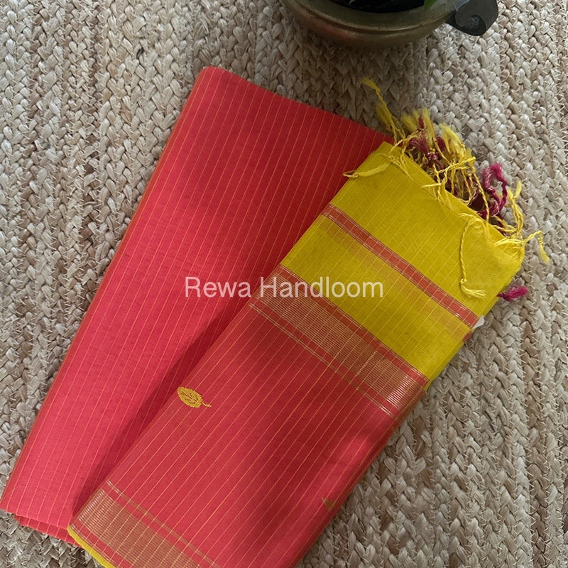 Maheshwari Fuchsia-Mustard Yellow Motifs Top-Dupatta Set PST097