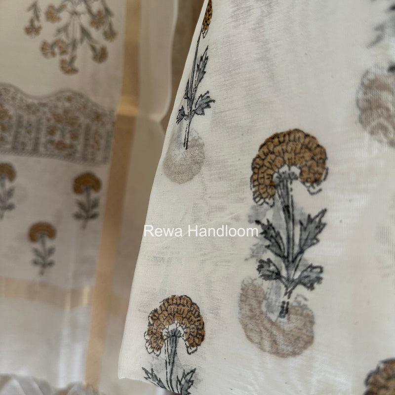 Handblock Print Top-Dupatta
