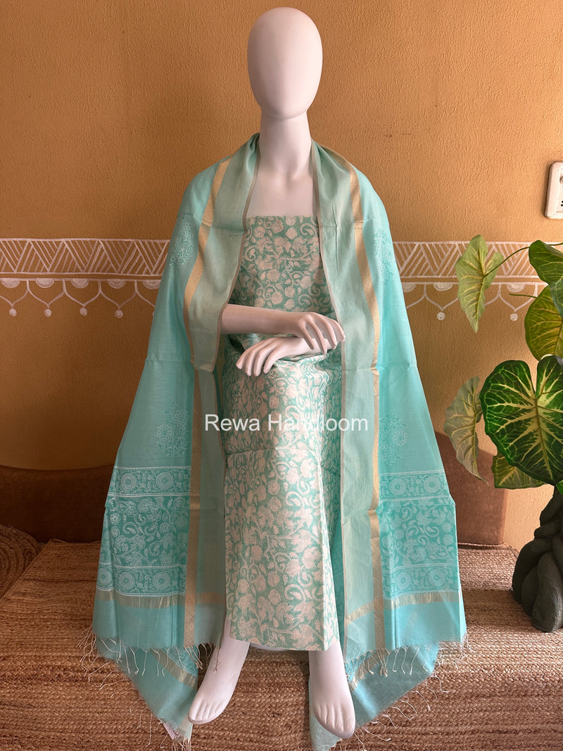 Maheshwari Handblock Print Top-Dupatta