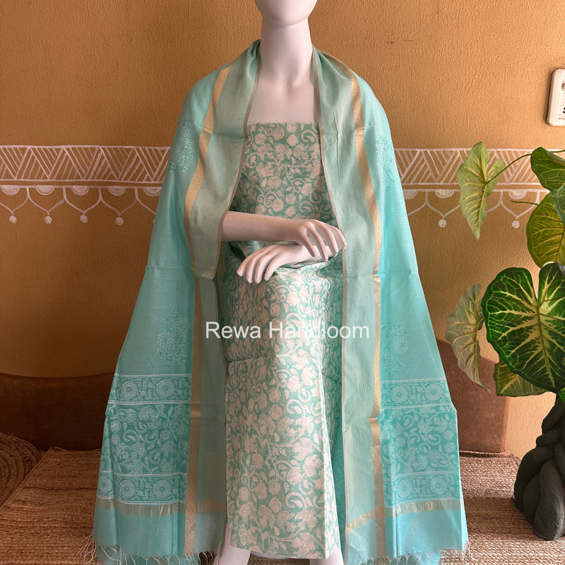 Maheshwari Handblock Print Top-Dupatta