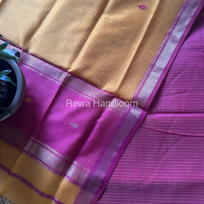 Maheshwari Rani Pink-Yellow Motifs Top-Dupatta Set PST0165