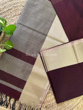 Maheshwari Maroon Resham Thread Border Saree-RES013